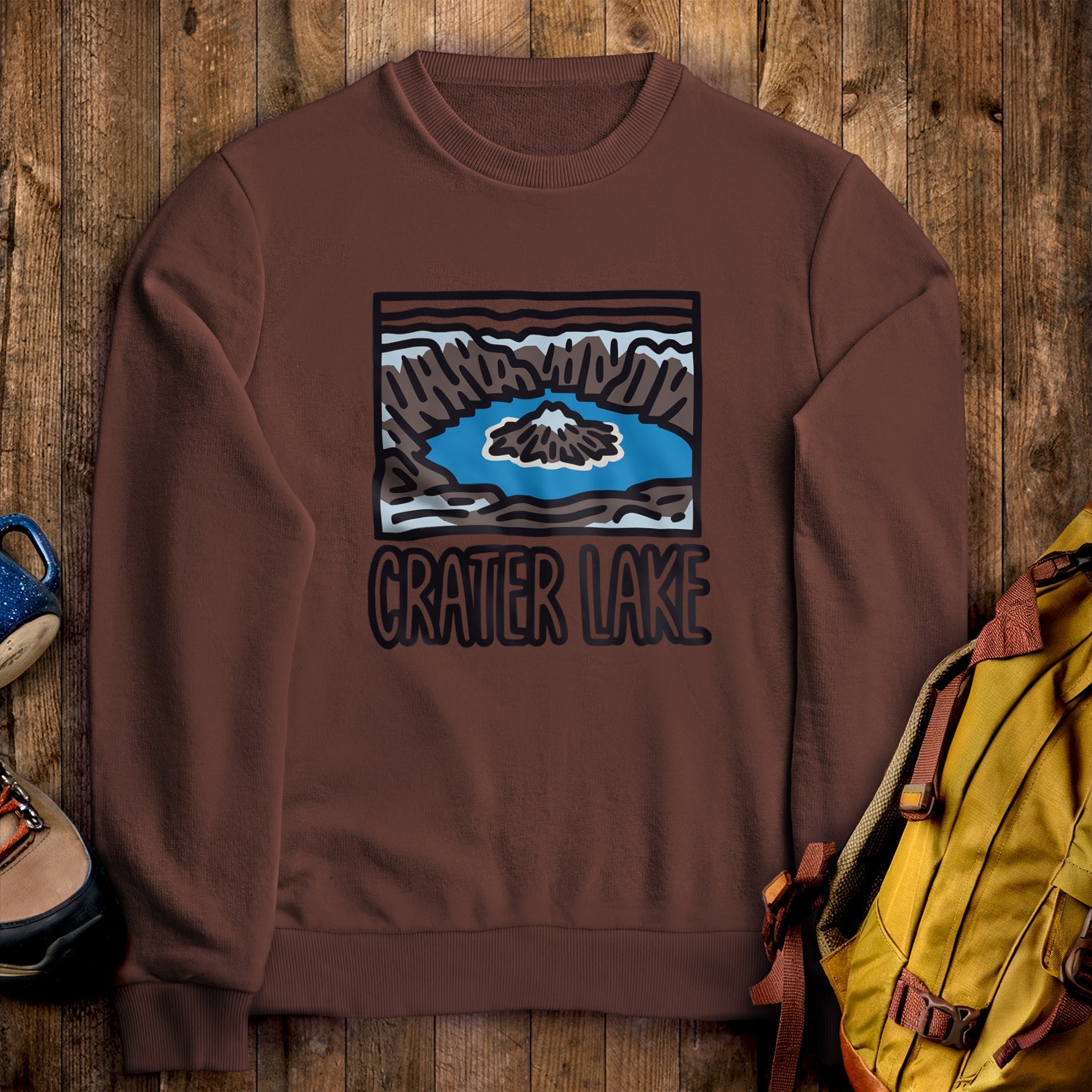 Crater Lake National Park Crewneck Sweatshirt Cocoa Adventure and Outdoors Themed Sweatshirt