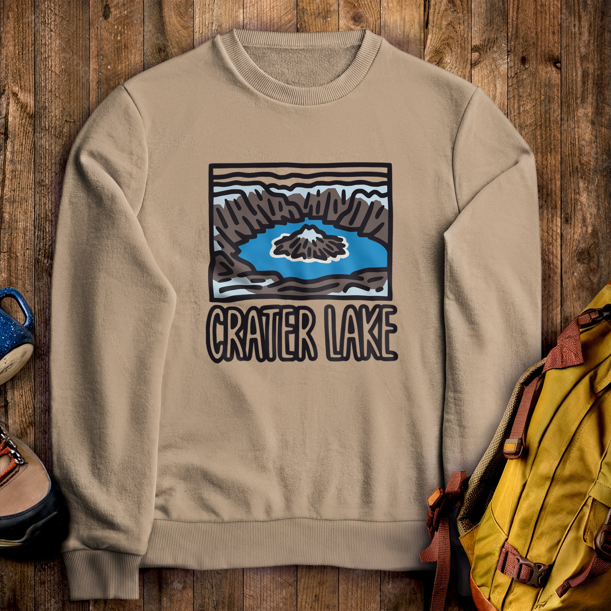 Crater Lake National Park Crewneck Sweatshirt Sand Adventure and Outdoors Themed Sweatshirt