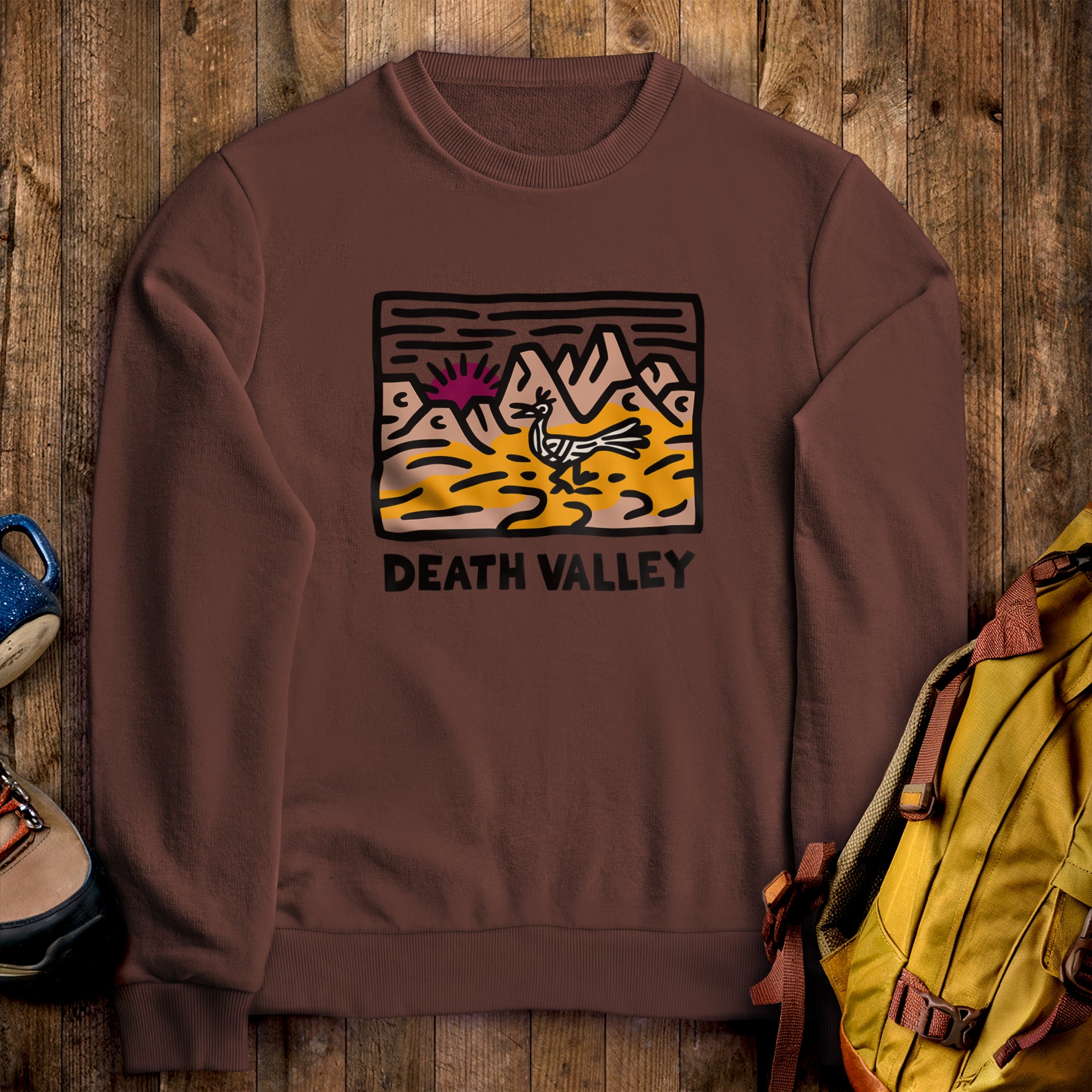 Death Valley National Park Crewneck Sweatshirt Cocoa Adventure and Outdoors Themed Sweatshirt