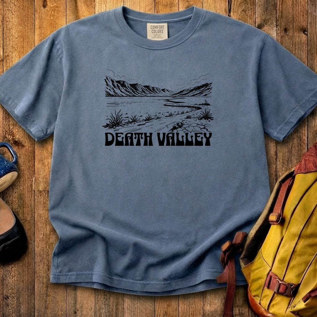 Death Valley National Park Line Drawing Cotton T-Shirt