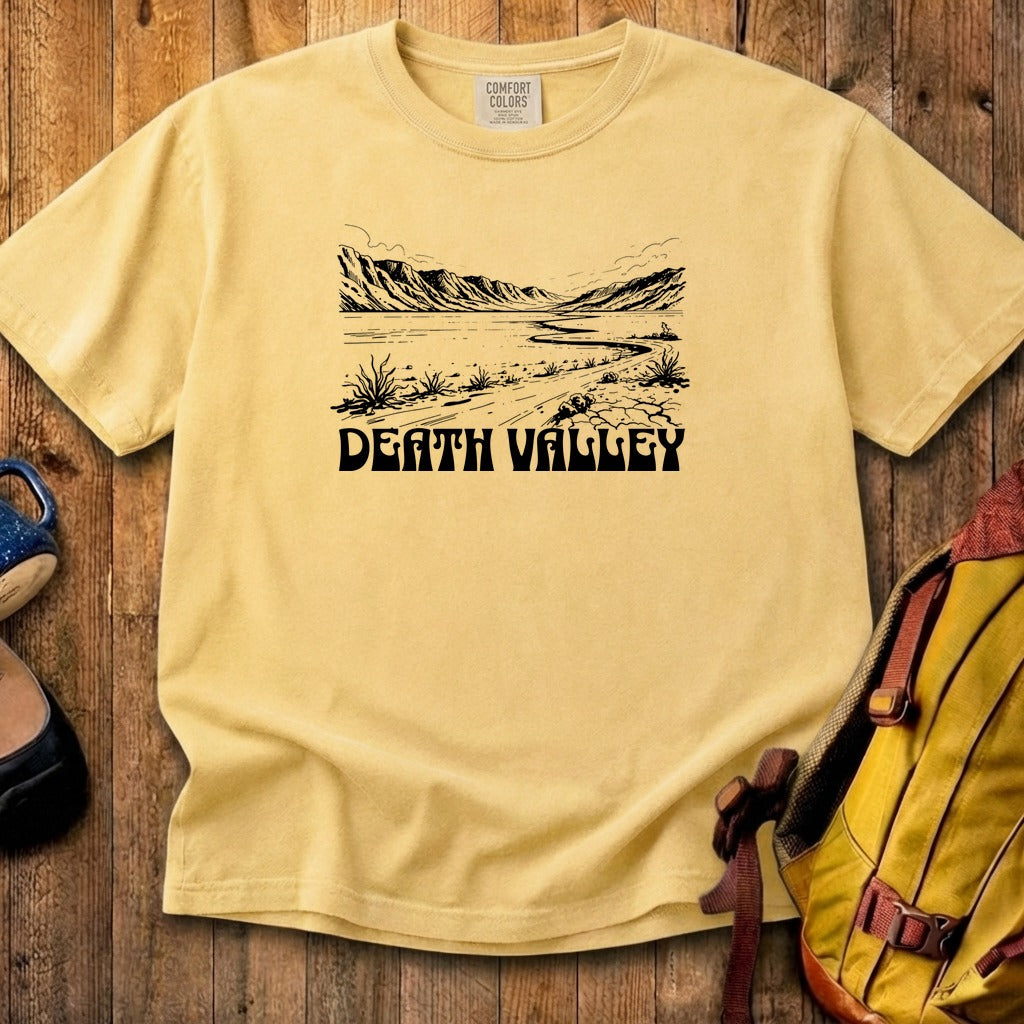 Death Valley National Park Line Drawing Cotton T-Shirt