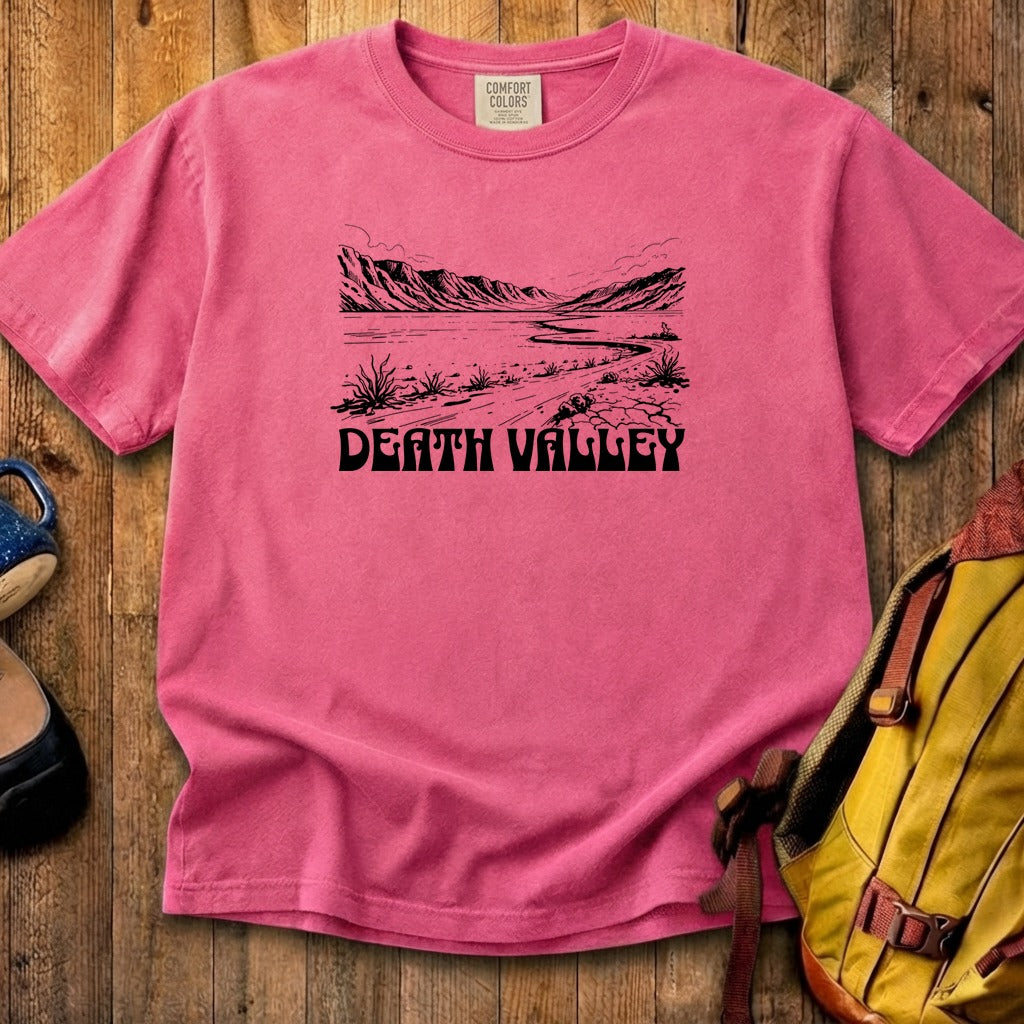 Death Valley National Park Line Drawing Cotton T-Shirt