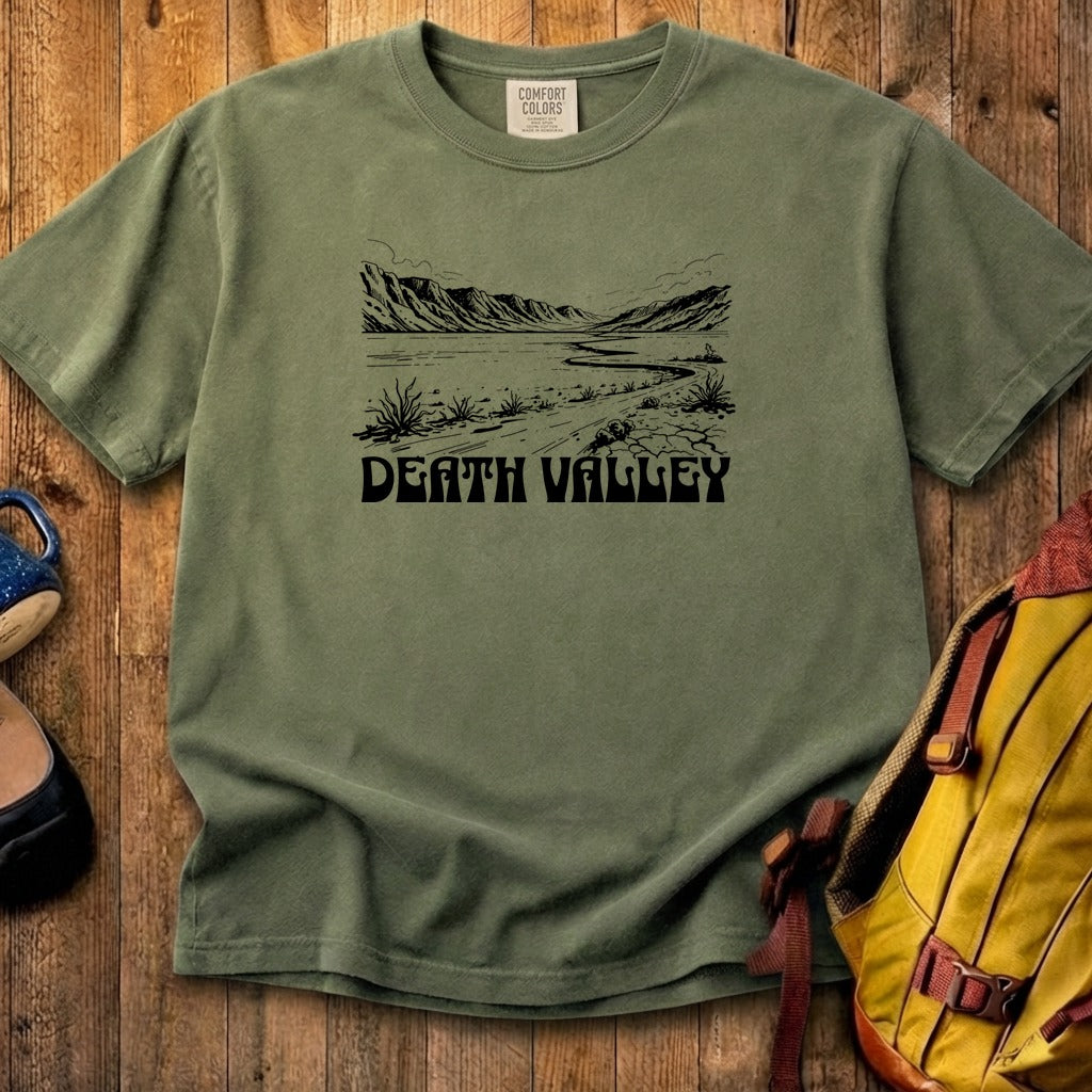 Death Valley National Park Line Drawing Cotton T-Shirt
