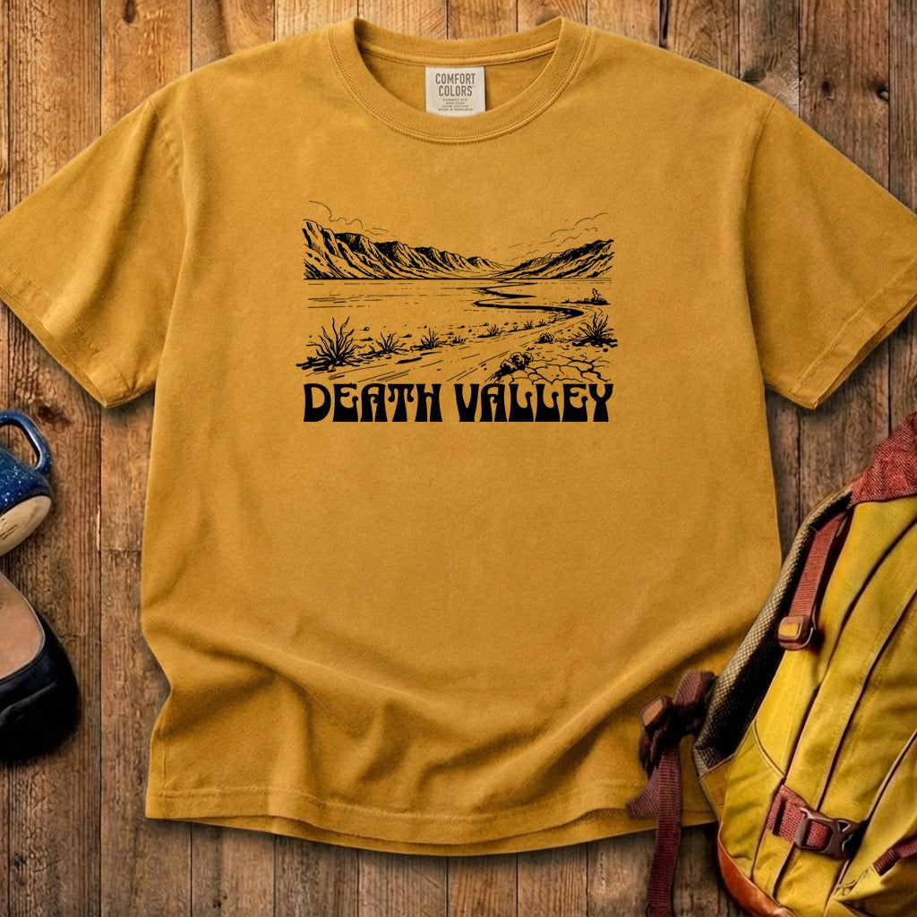 Death Valley National Park Line Drawing Cotton T-Shirt