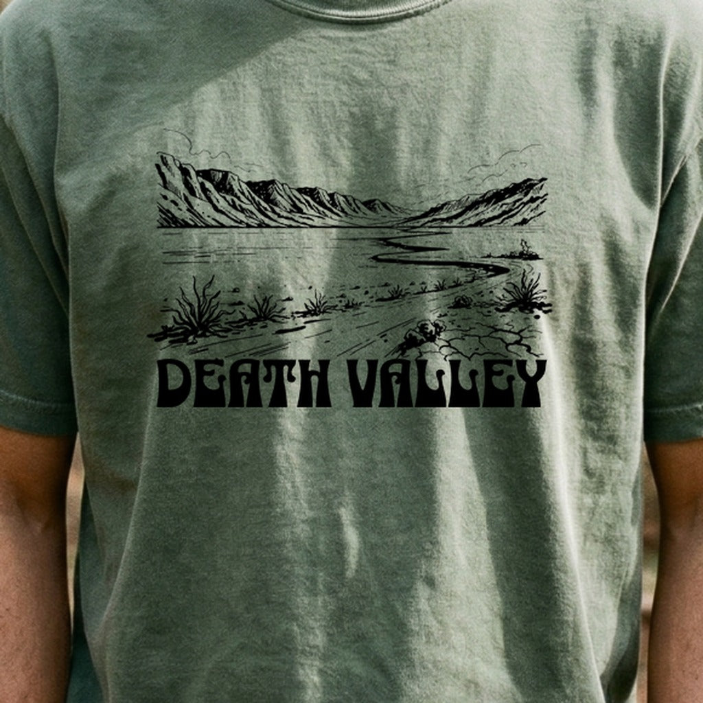 Death Valley National Park Line Drawing Cotton T-Shirt