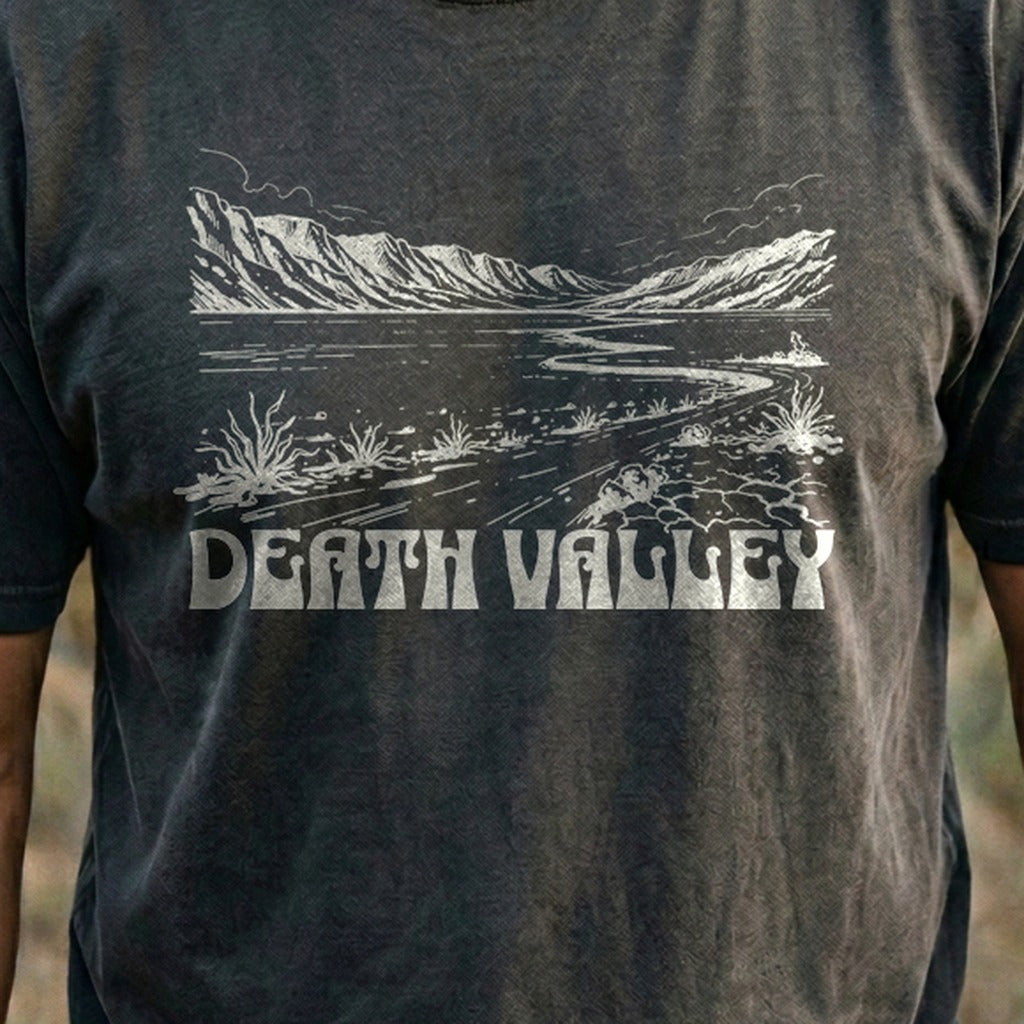 Death Valley National Park Line Drawing Cotton T-Shirt