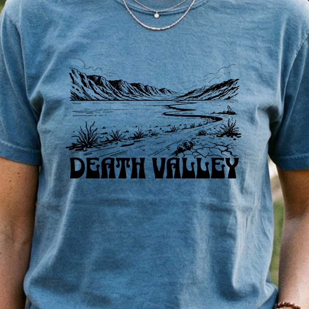 Death Valley National Park Line Drawing Cotton T-Shirt