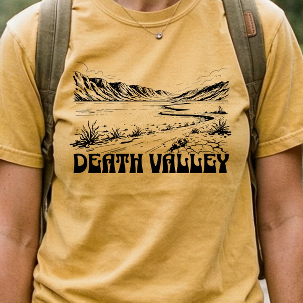 Death Valley National Park Line Drawing Cotton T-Shirt