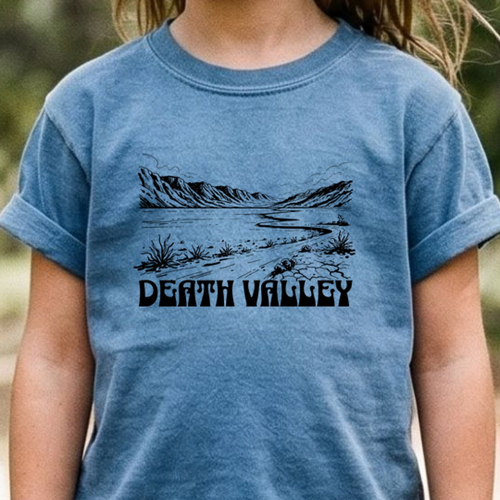 Death Valley National Park Line Drawing Kids Cotton T-Shirt