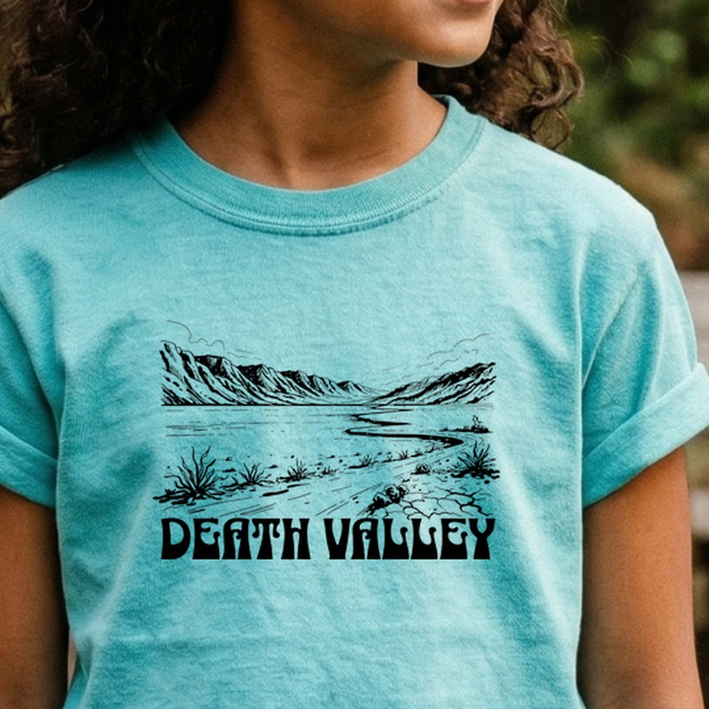 Death Valley National Park Line Drawing Kids Cotton T-Shirt