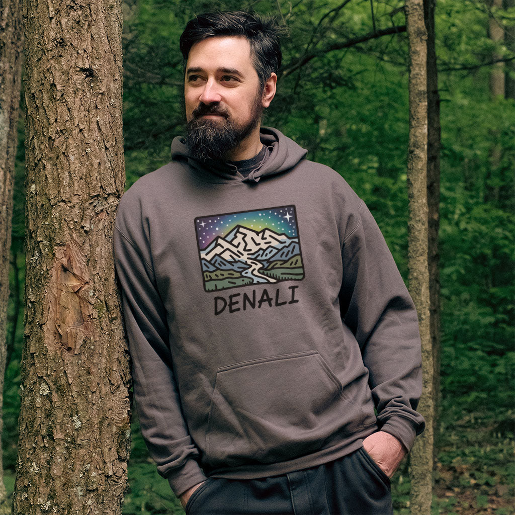 Denali at Night Hoodie Adventure and Outdoors Themed Hoodie