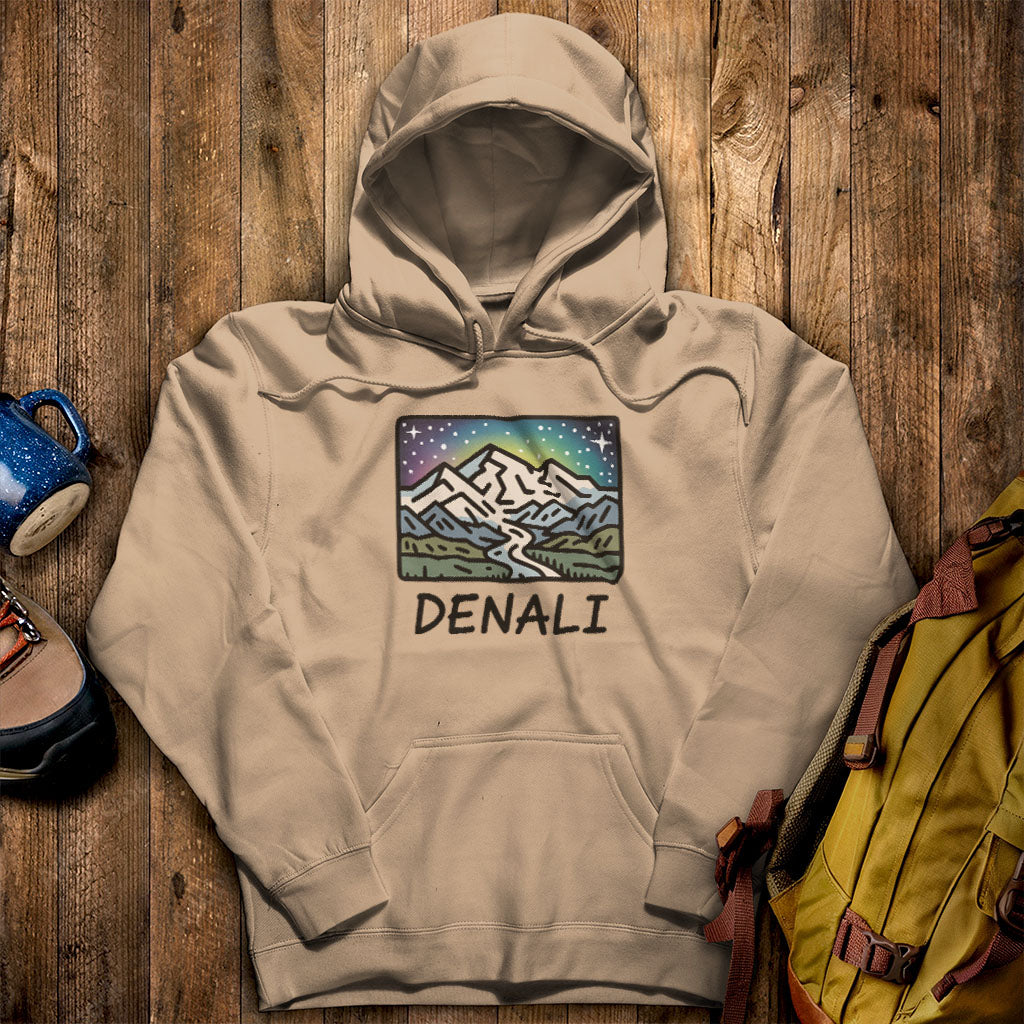 Denali at Night Hoodie Sand Adventure and Outdoors Themed Hoodie