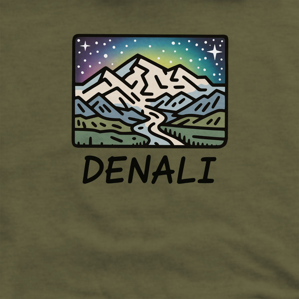 Denali at Night Crewneck Sweatshirt Adventure and Outdoors Themed Sweatshirt