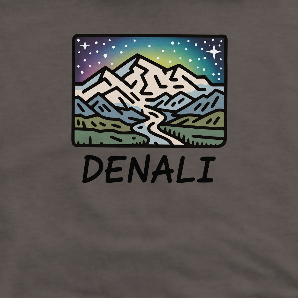 Denali at Night Crewneck Sweatshirt Adventure and Outdoors Themed Sweatshirt