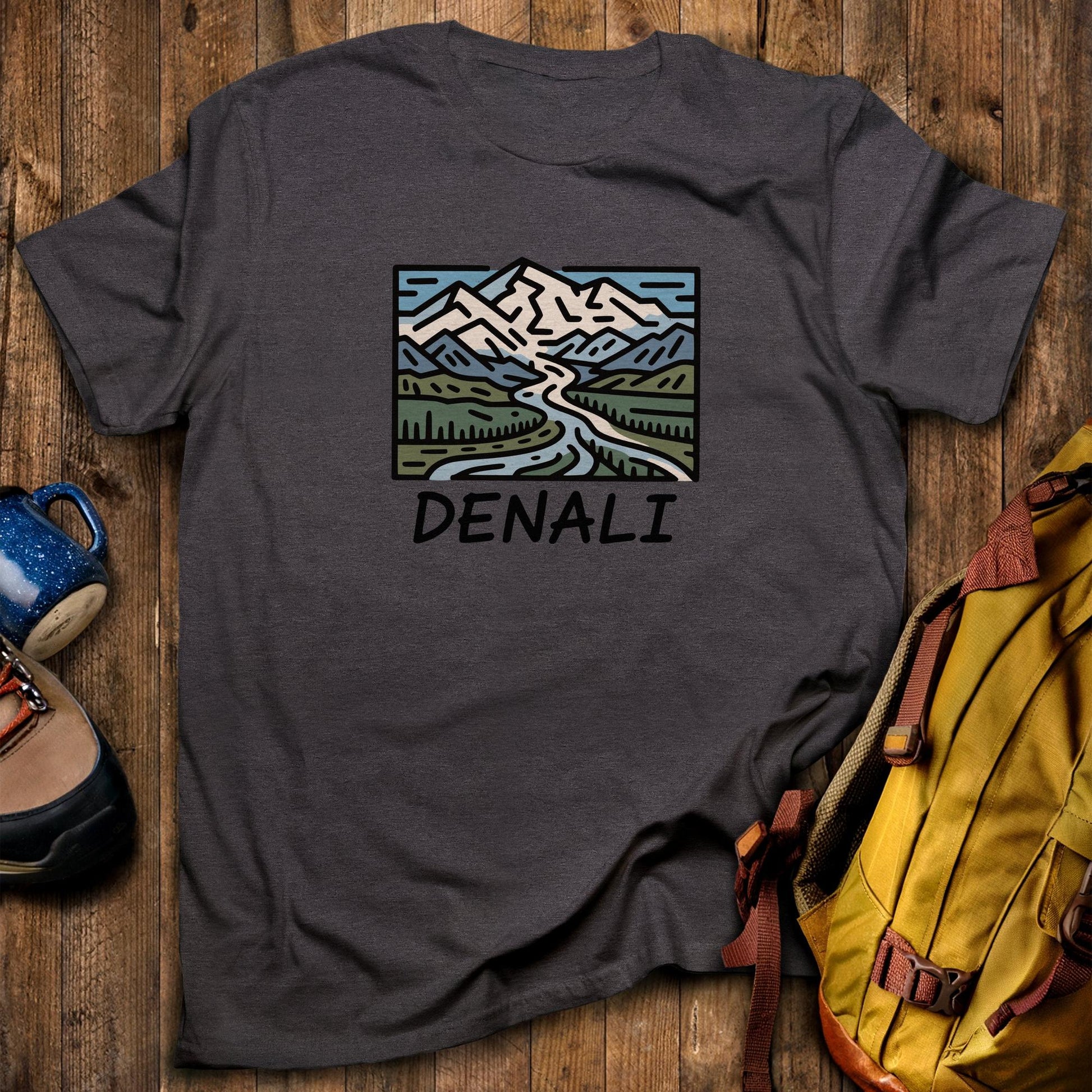 Denali National Park T-Shirt Dark Heather Adventure and Outdoors Themed T-Shirt