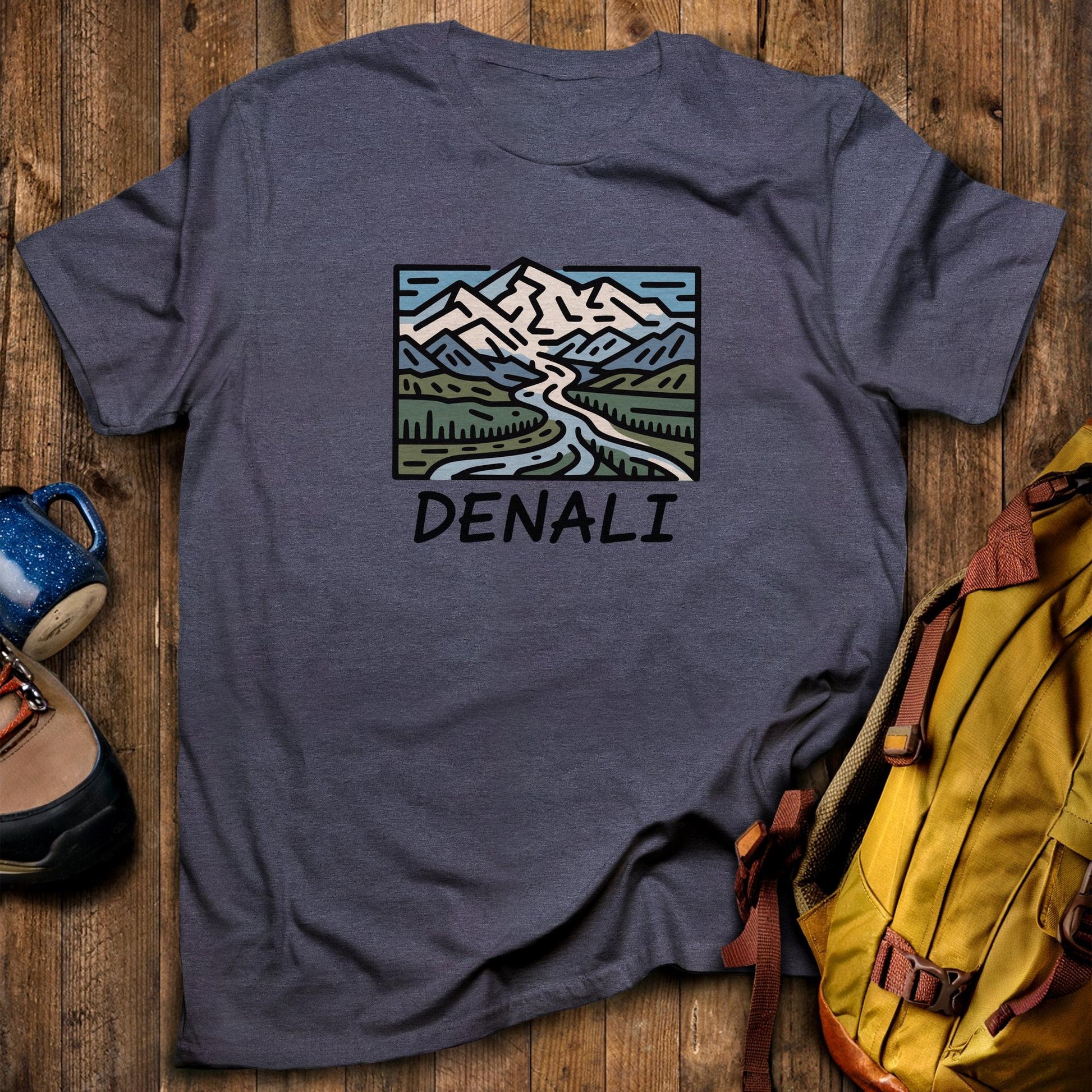 Denali National Park T-Shirt Heather Navy Adventure and Outdoors Themed T-Shirt