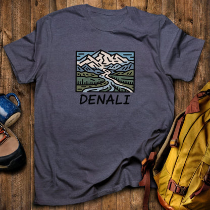 Denali National Park T-Shirt Heather Navy Adventure and Outdoors Themed T-Shirt