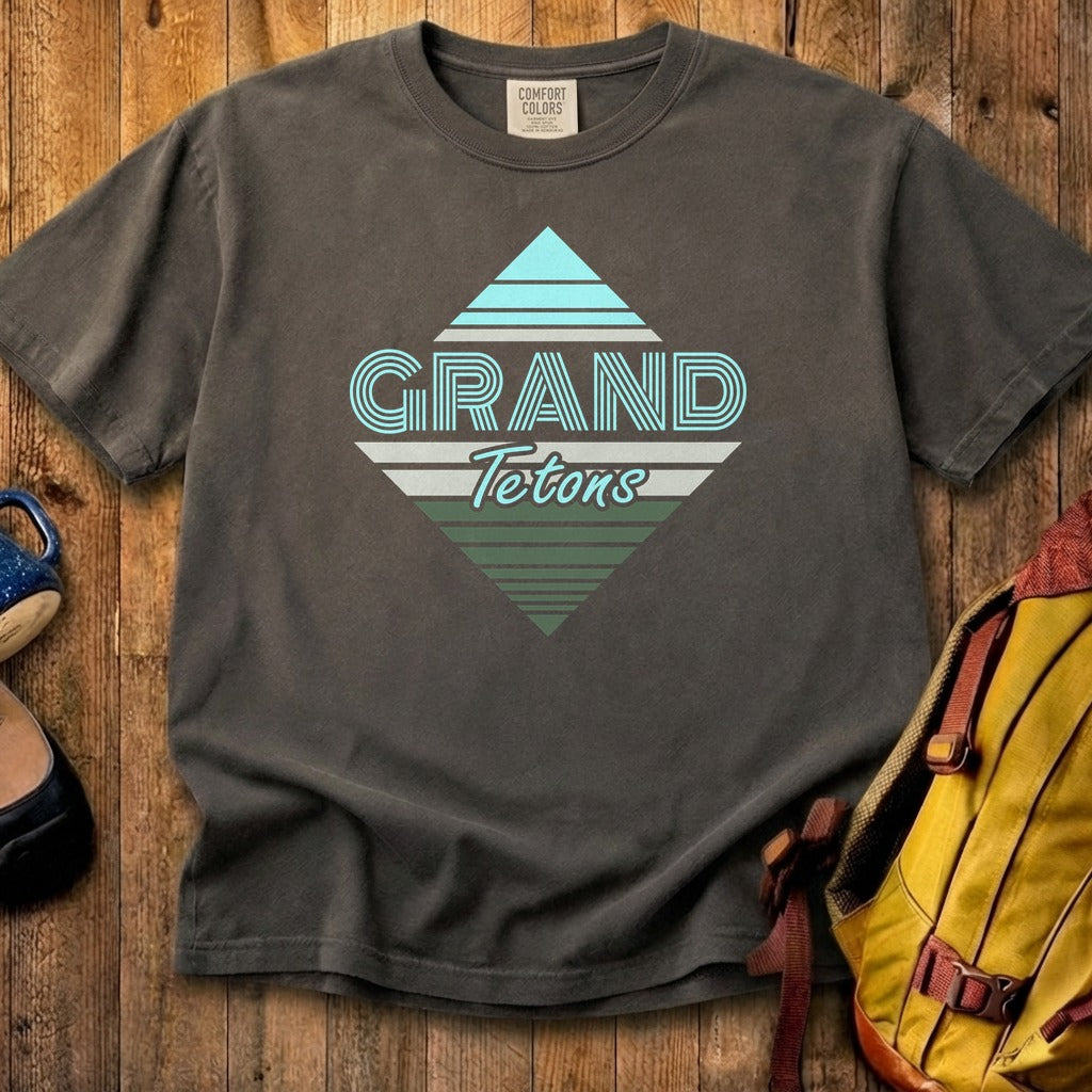 Diamond Retro Grand Tetons Cotton T-Shirt