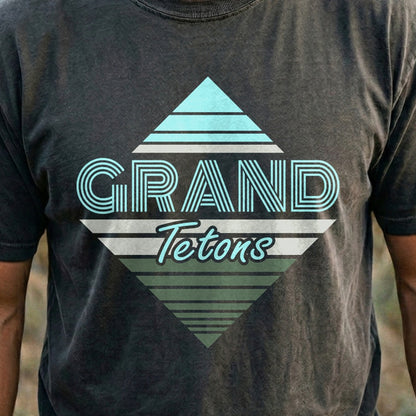 Diamond Retro Grand Tetons Cotton T-Shirt