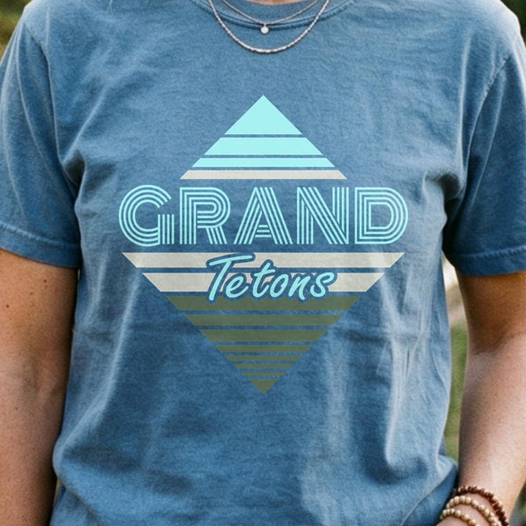 Diamond Retro Grand Tetons Cotton T-Shirt