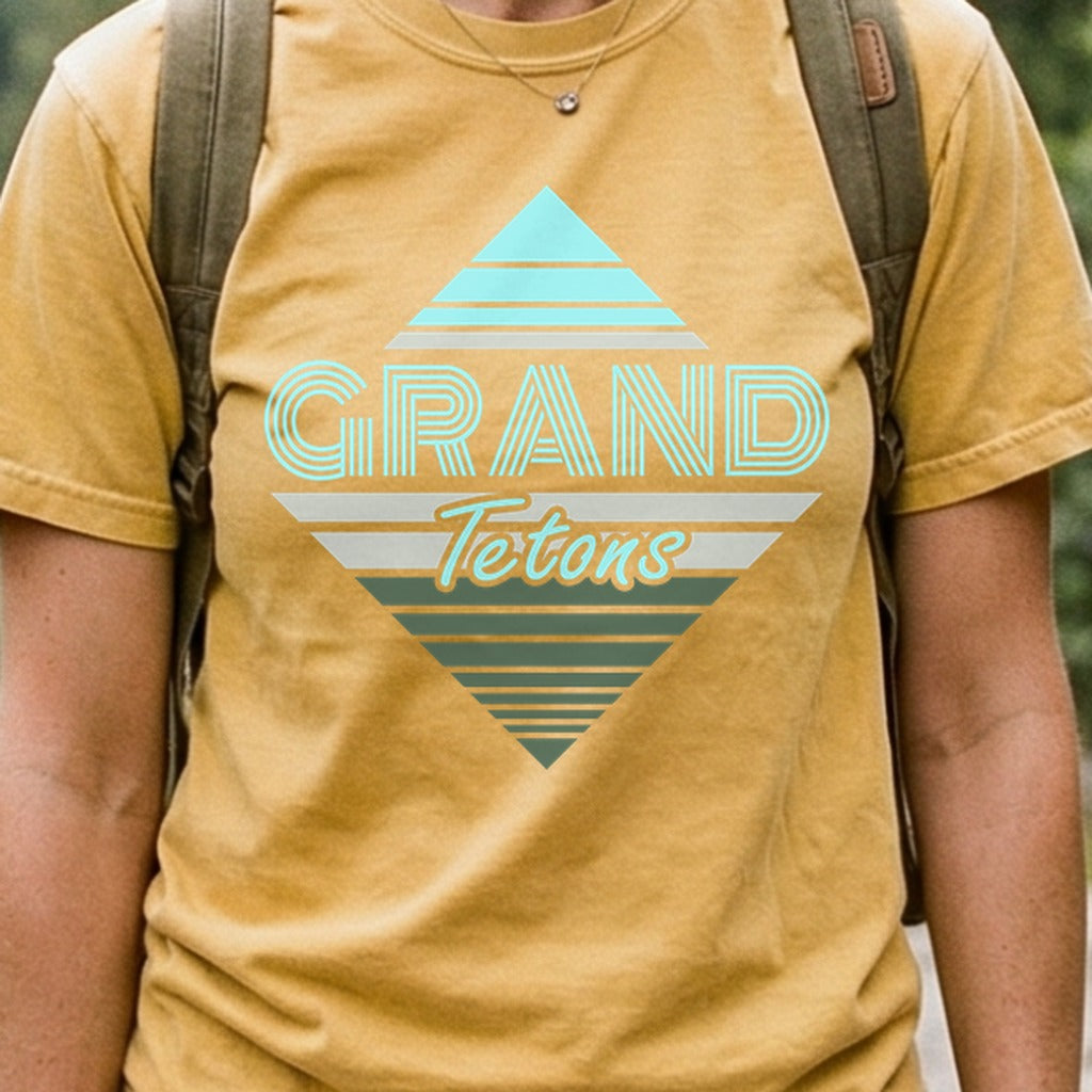 Diamond Retro Grand Tetons Cotton T-Shirt