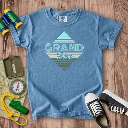 Diamond Retro Grand Tetons Kids Cotton T-Shirt