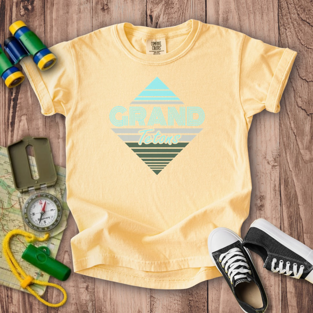 Diamond Retro Grand Tetons Kids Cotton T-Shirt
