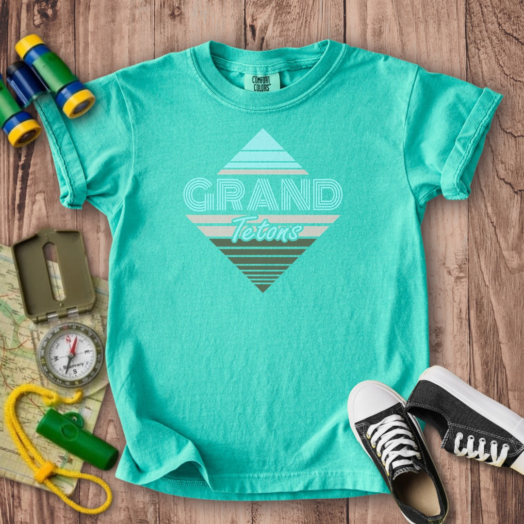 Diamond Retro Grand Tetons Kids Cotton T-Shirt