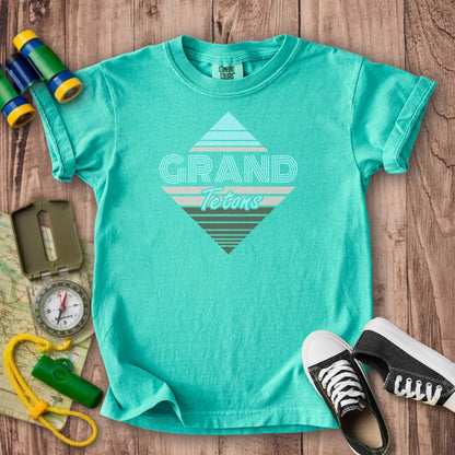 Diamond Retro Grand Tetons Kids Cotton T-Shirt