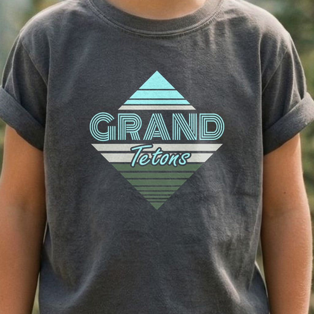 Diamond Retro Grand Tetons Kids Cotton T-Shirt