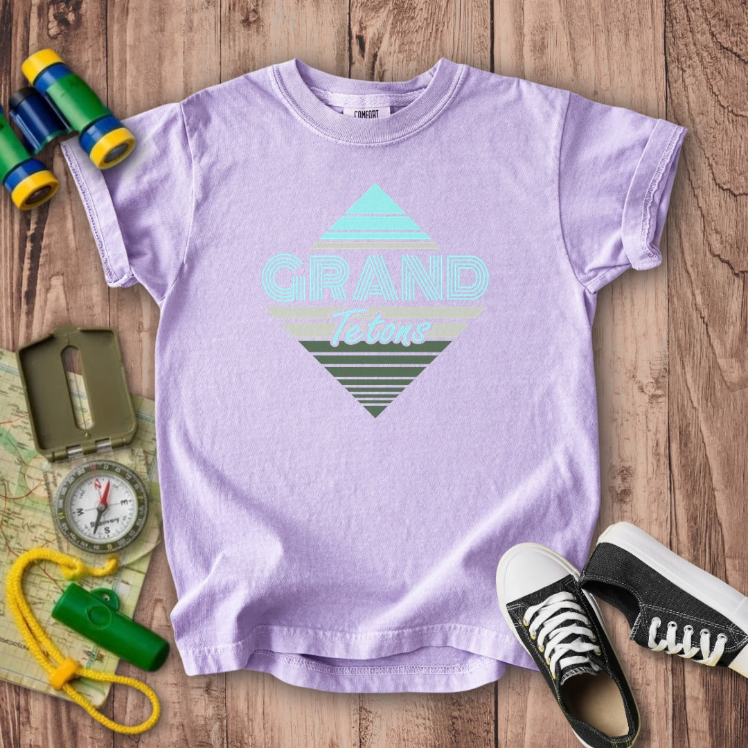Diamond Retro Grand Tetons Kids Cotton T-Shirt