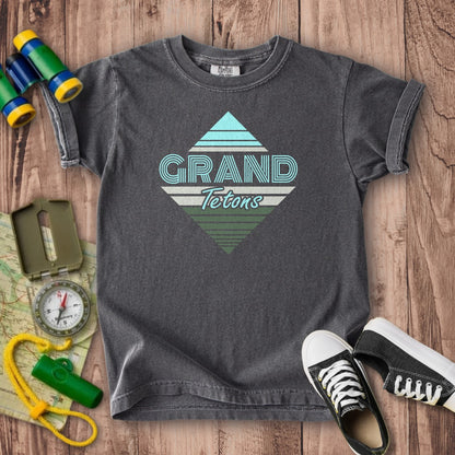 Diamond Retro Grand Tetons Kids Cotton T-Shirt