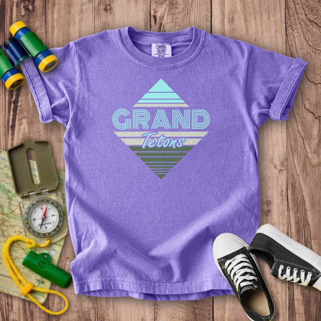 Diamond Retro Grand Tetons Kids Cotton T-Shirt
