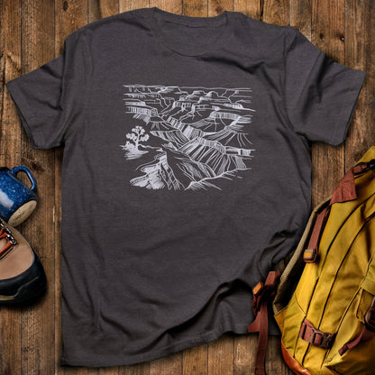 Grand Canyon Doodle T-Shirt Dark Heather Adventure and Outdoors Themed T-Shirt