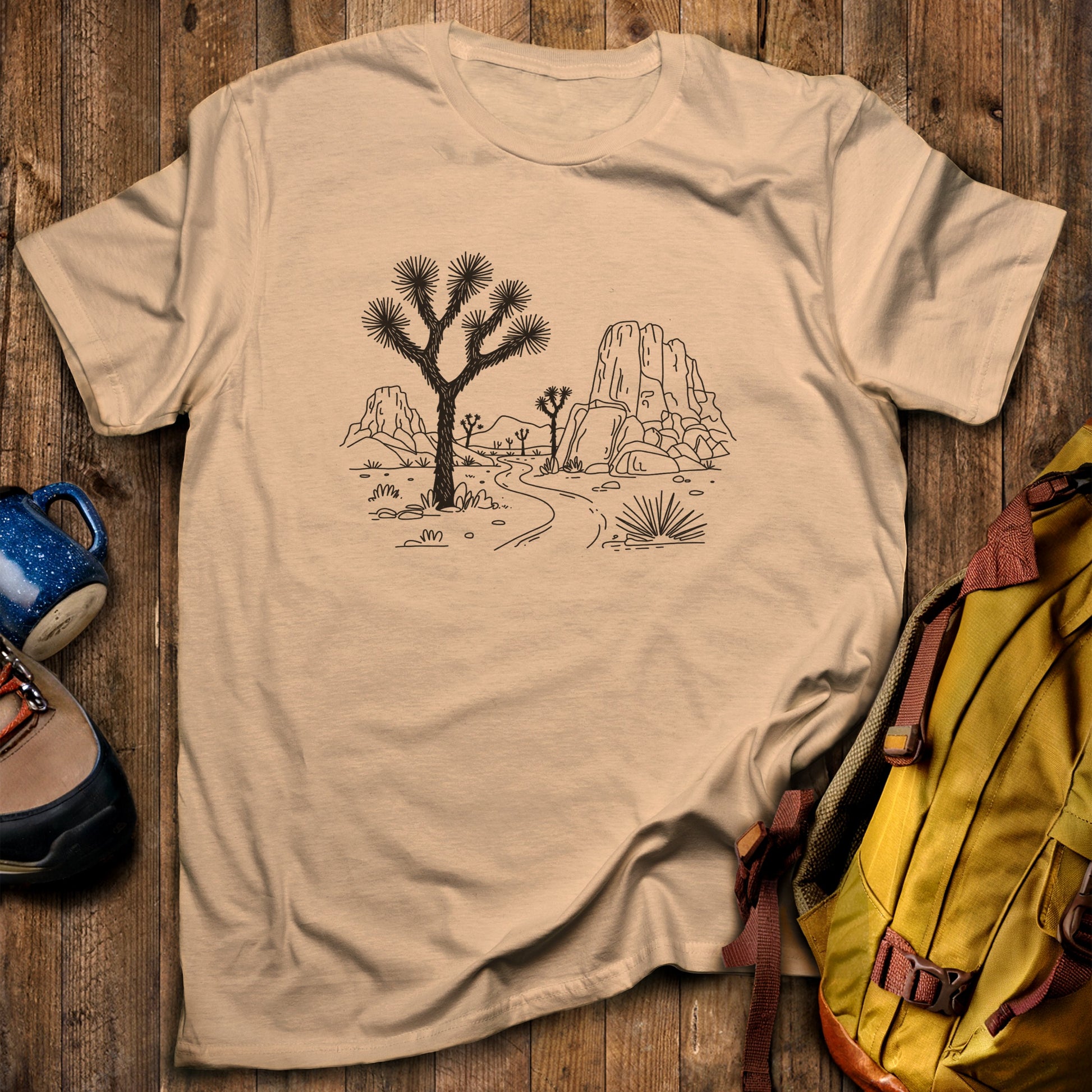 Joshua Tree Doodle T-Shirt Sand Adventure and Outdoors Themed T-Shirt