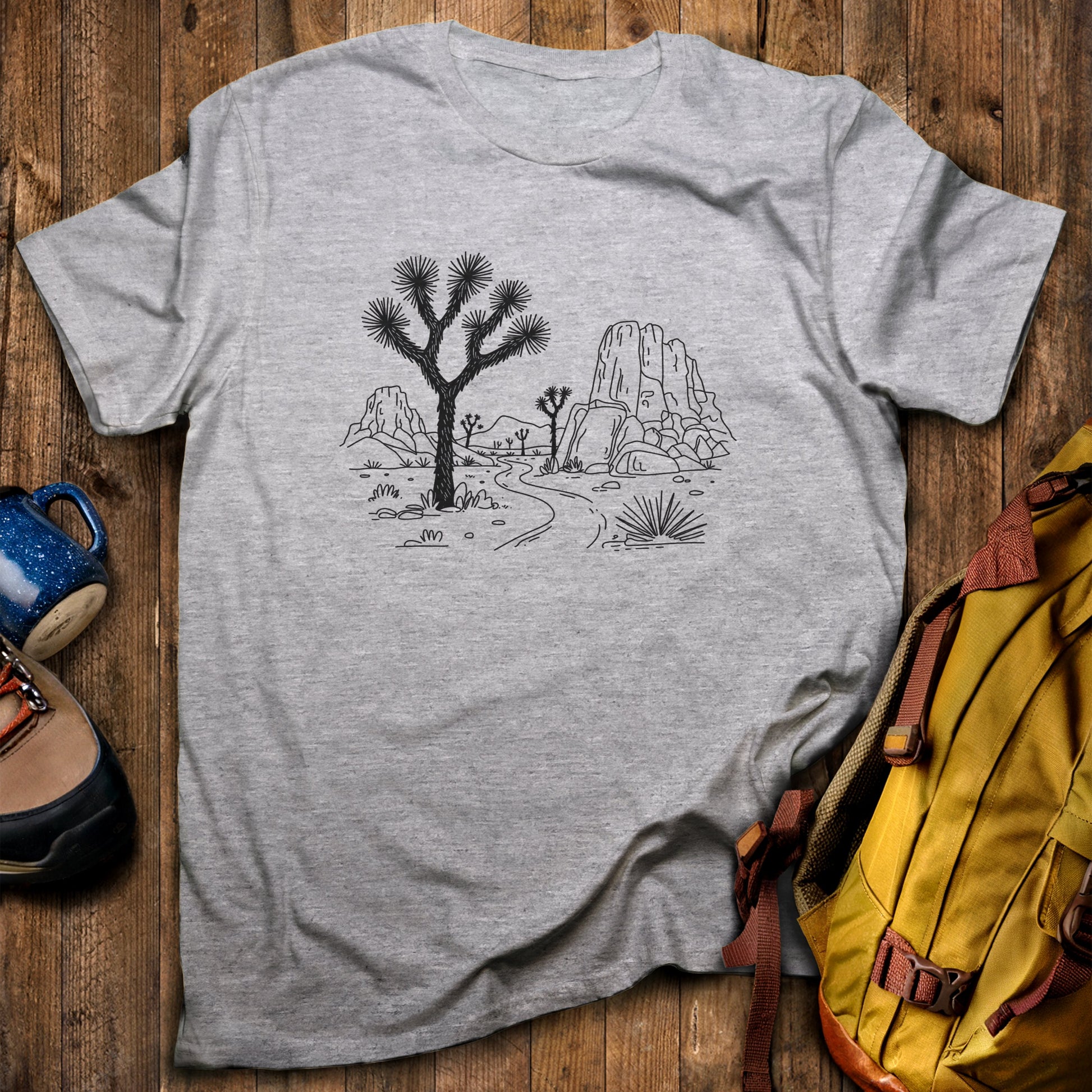 Joshua Tree Doodle T-Shirt Sport Grey Adventure and Outdoors Themed T-Shirt