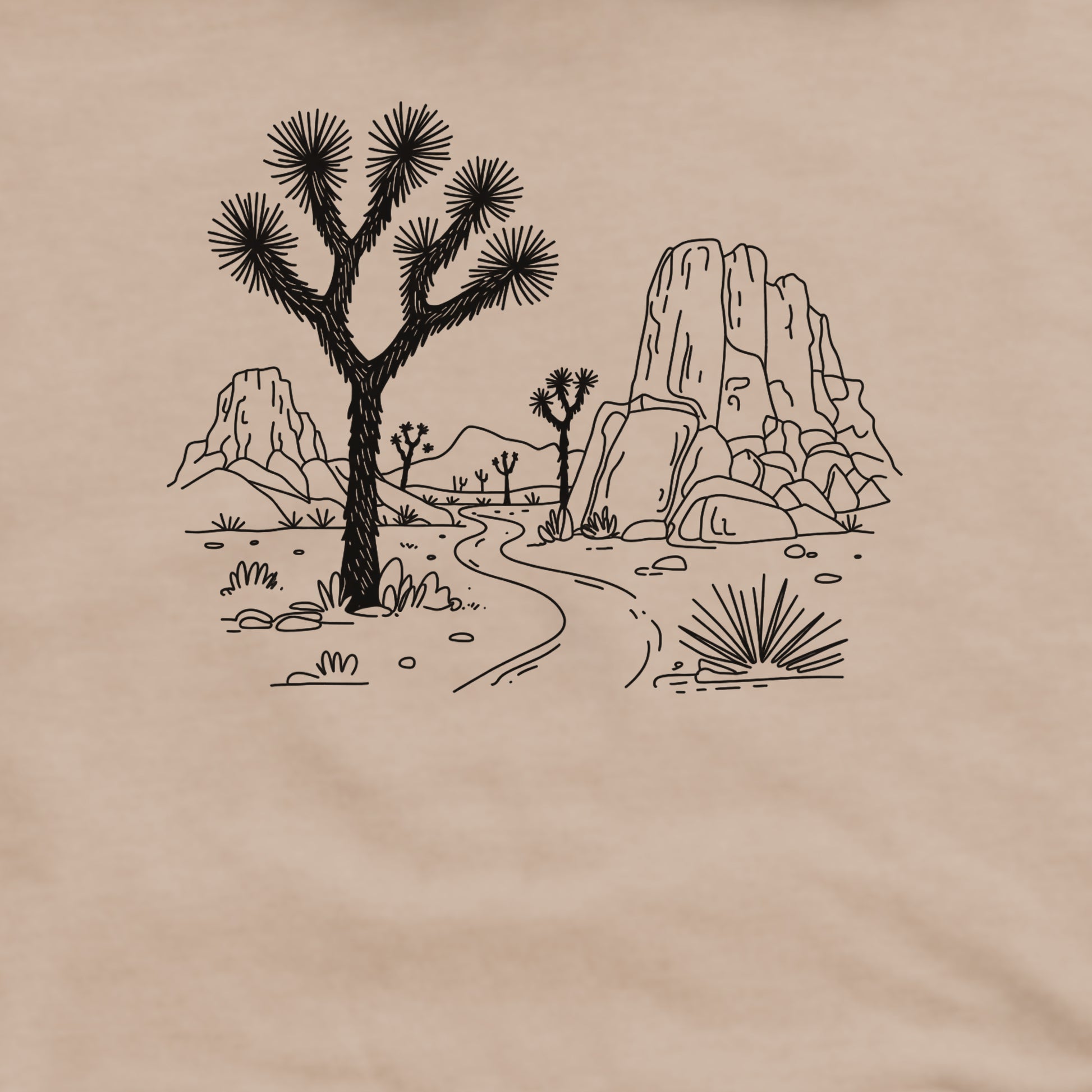 Joshua Tree Doodle Crewneck Sweatshirt Adventure and Outdoors Themed Sweatshirt