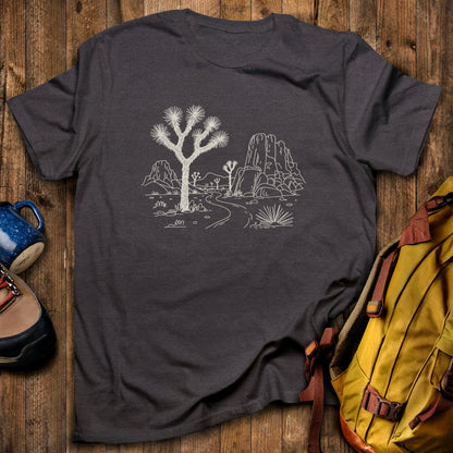 Joshua Tree Doodle T-Shirt Dark Heather Adventure and Outdoors Themed T-Shirt
