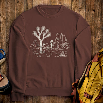 Joshua Tree Doodle Crewneck Sweatshirt Cocoa Adventure and Outdoors Themed Sweatshirt