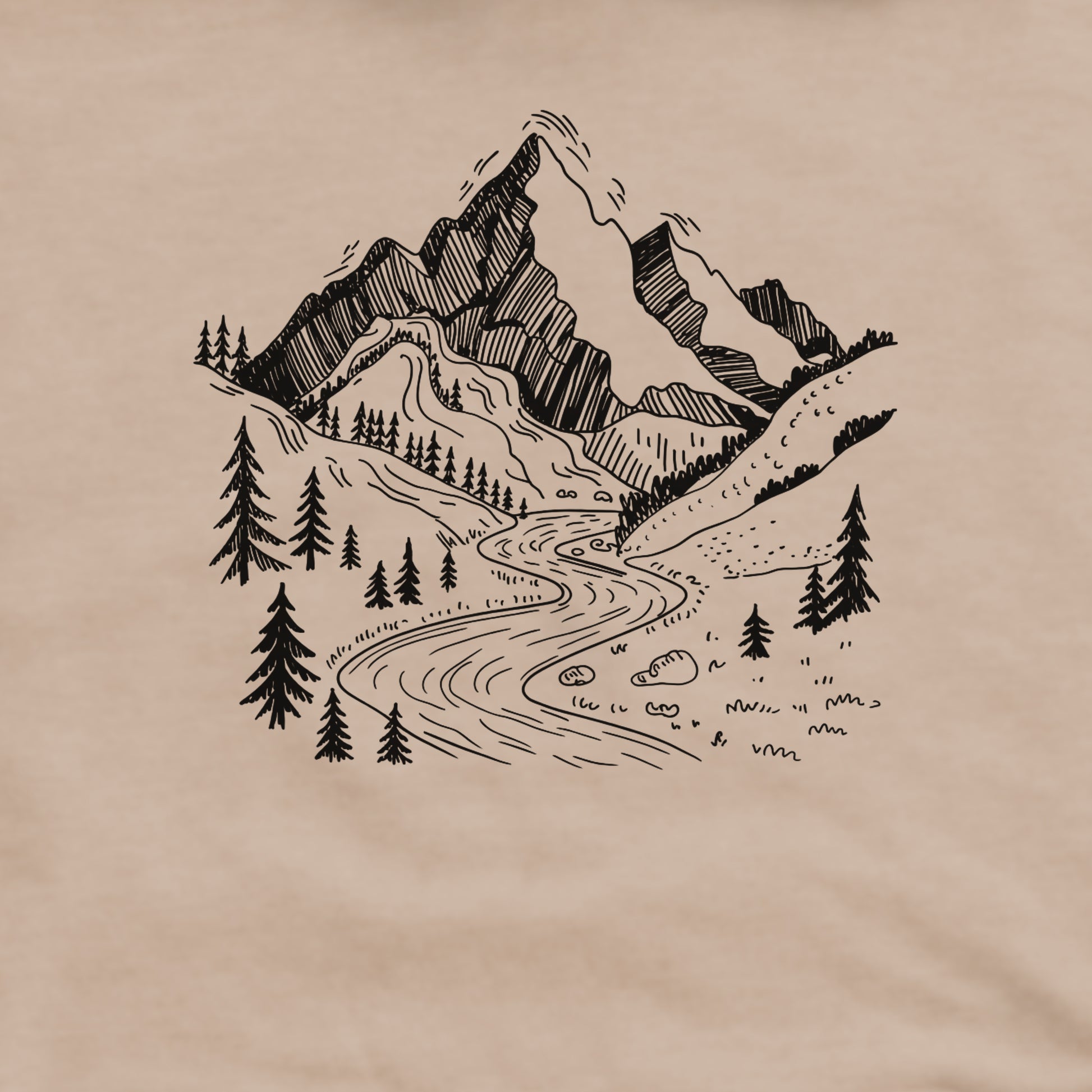 North Cascades Doodle Crewneck Sweatshirt Adventure and Outdoors Themed Sweatshirt