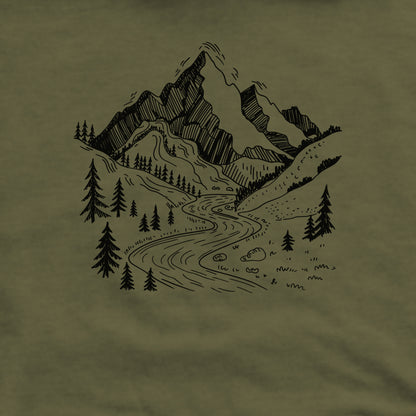 North Cascades Doodle Crewneck Sweatshirt Adventure and Outdoors Themed Sweatshirt