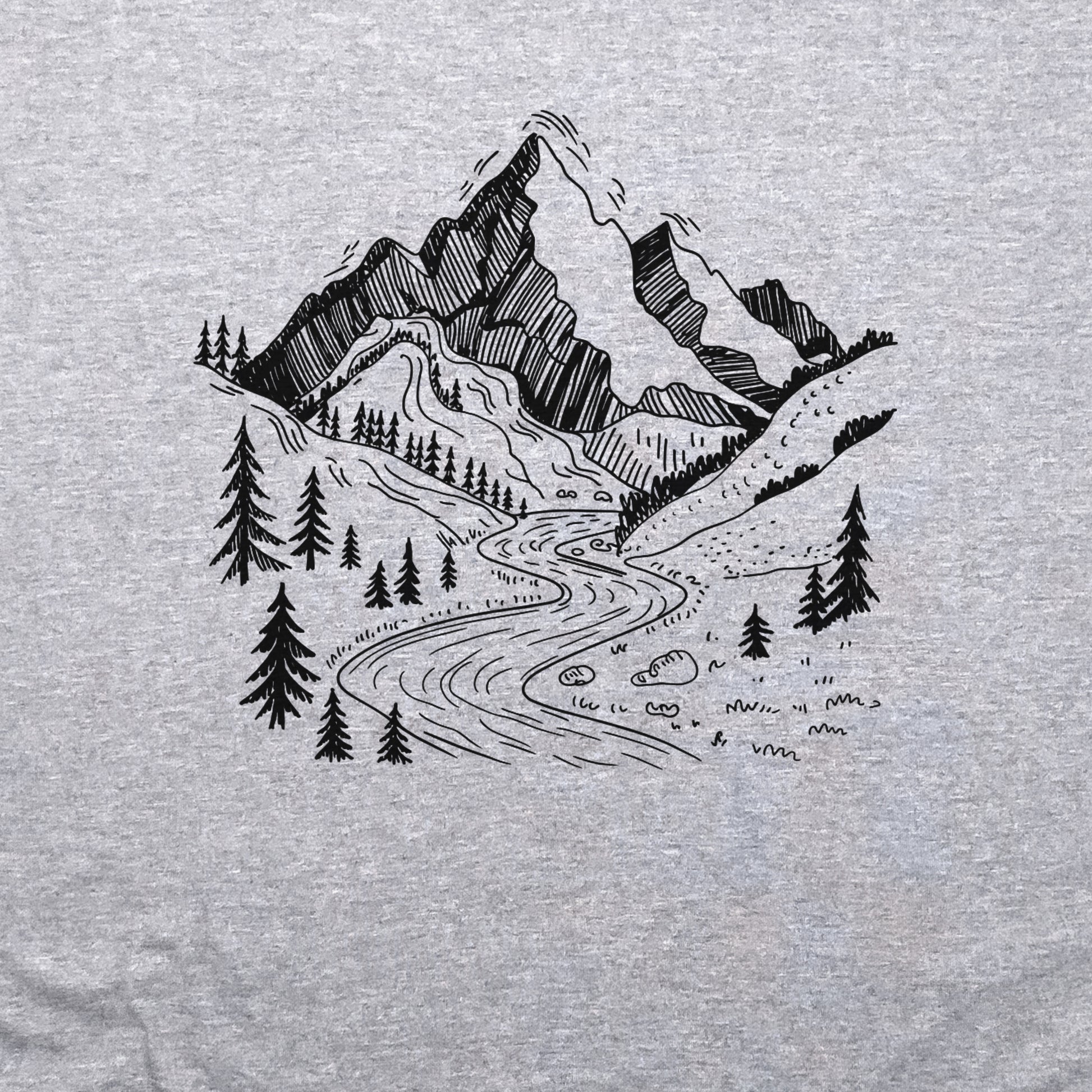 North Cascades Doodle Crewneck Sweatshirt Adventure and Outdoors Themed Sweatshirt