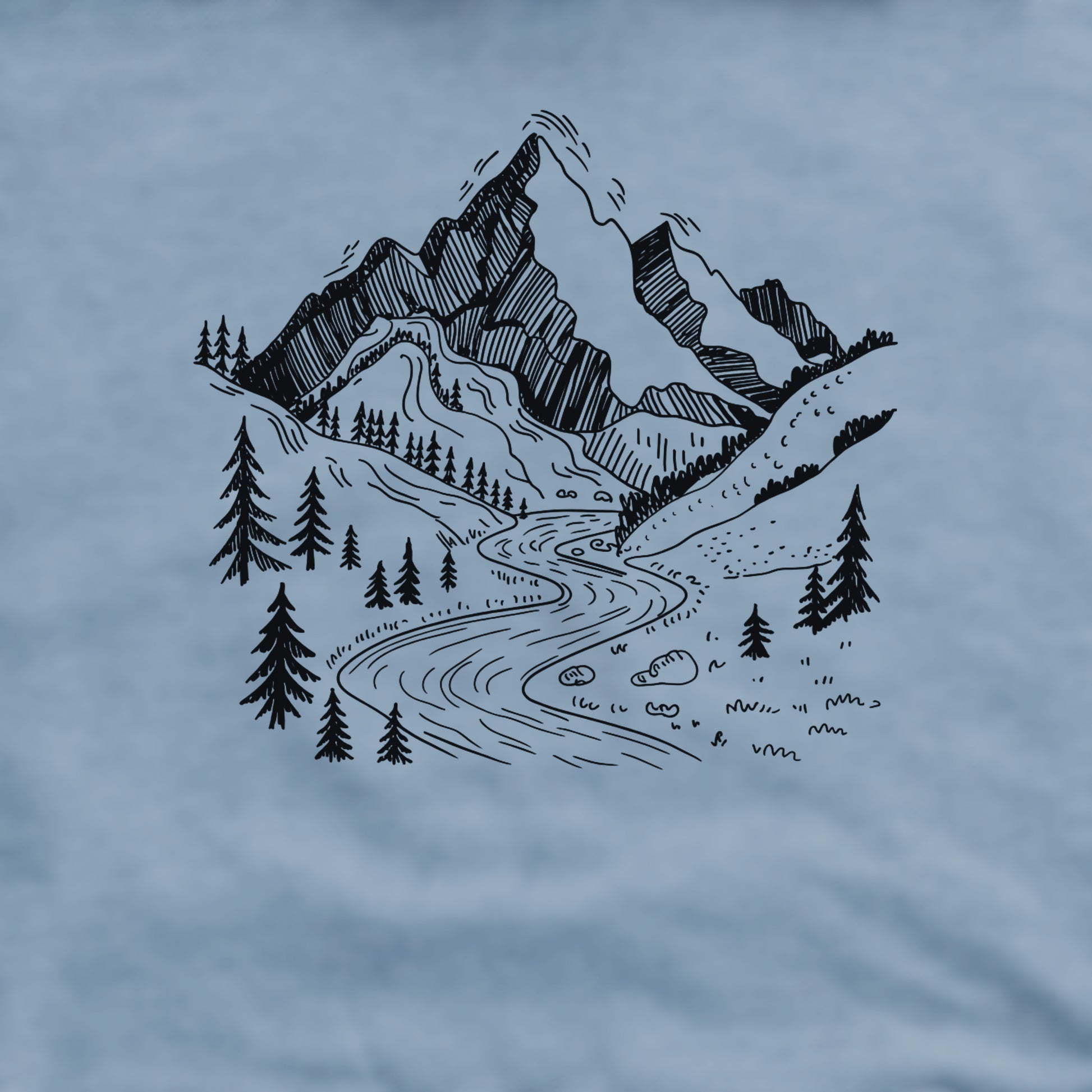 North Cascades Doodle Crewneck Sweatshirt Adventure and Outdoors Themed Sweatshirt