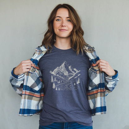 North Cascades Doodle T-Shirt Adventure and Outdoors Themed T-Shirt