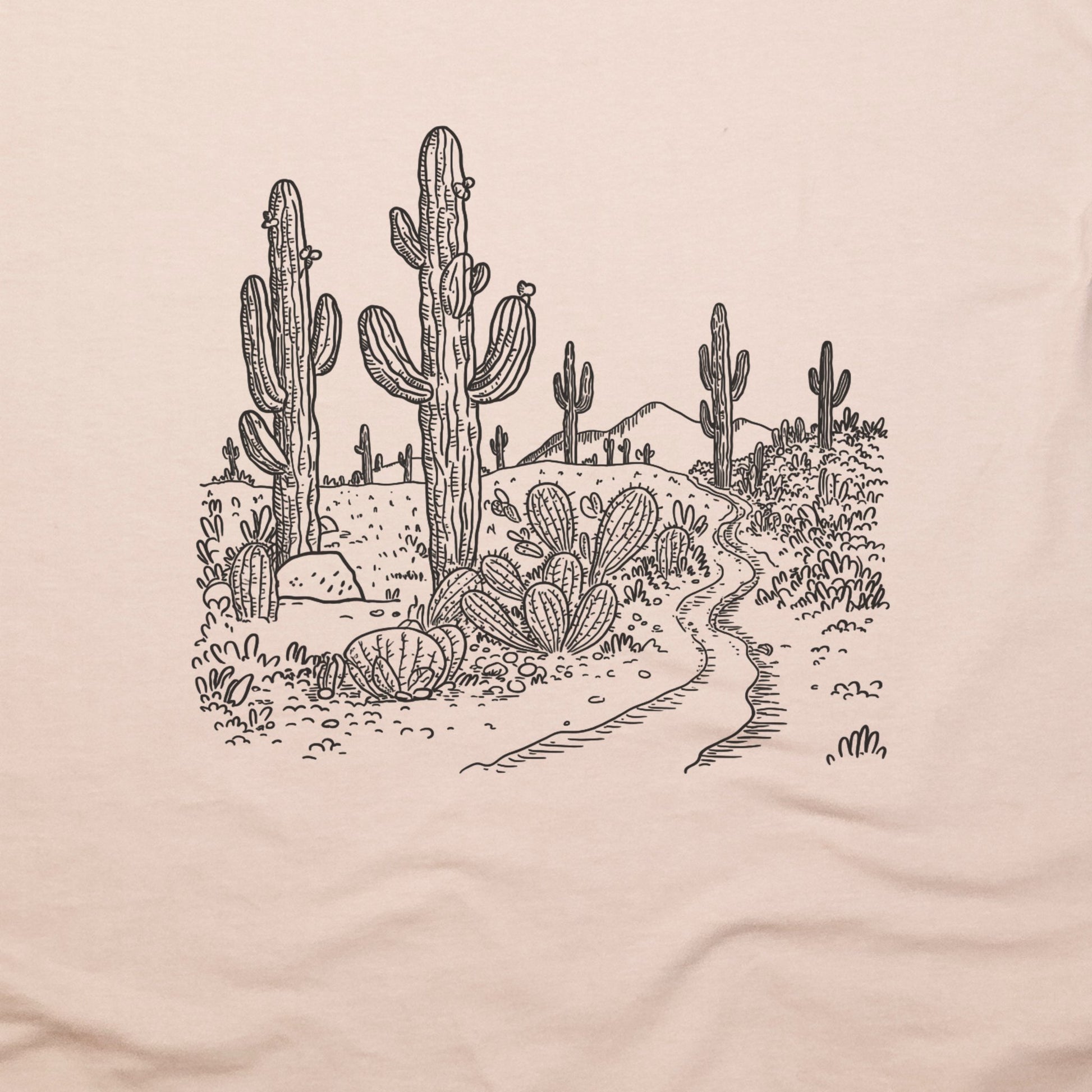 Saguaro Doodle T-Shirt Adventure and Outdoors Themed T-Shirt