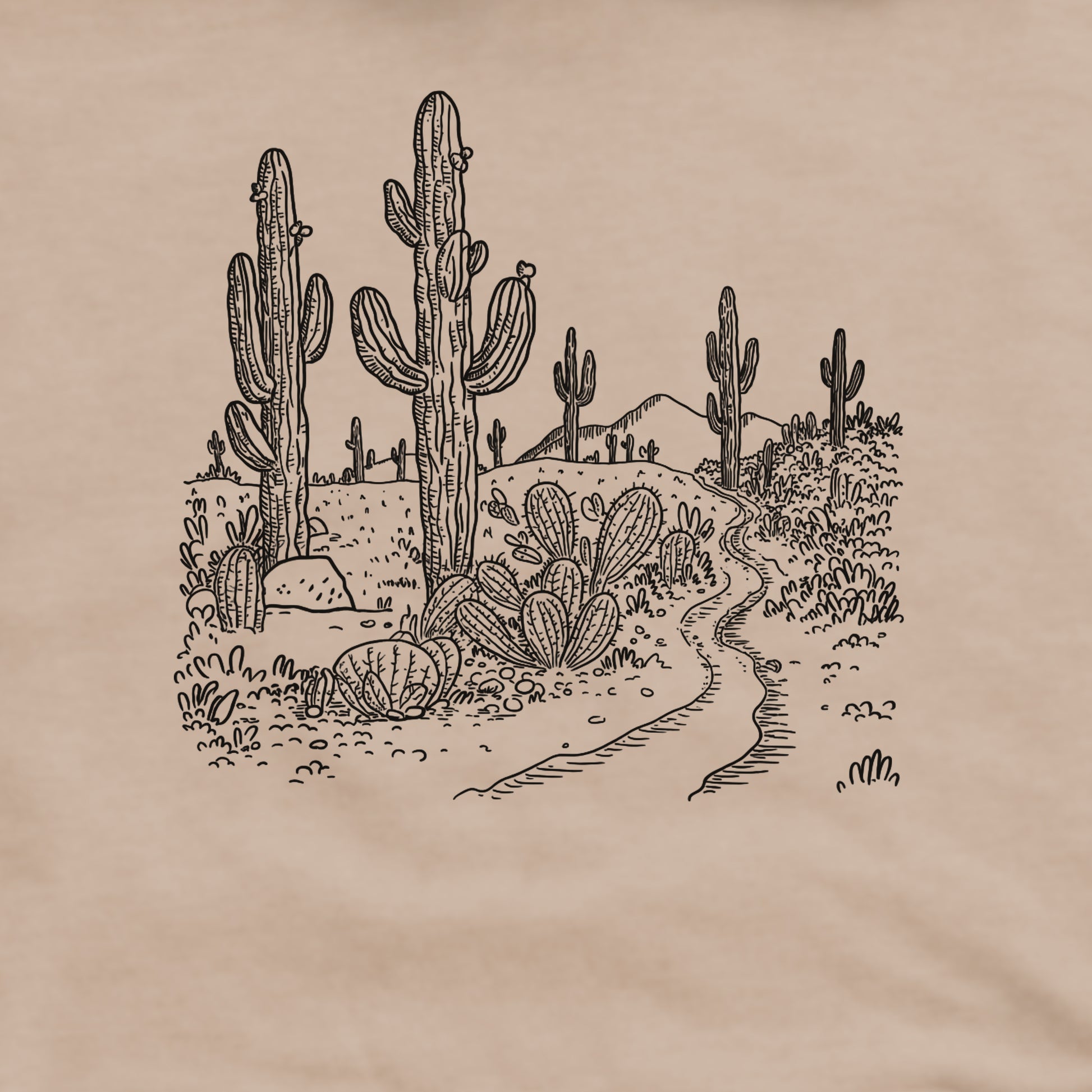 Saguaro Doodle Crewneck Sweatshirt Adventure and Outdoors Themed Sweatshirt