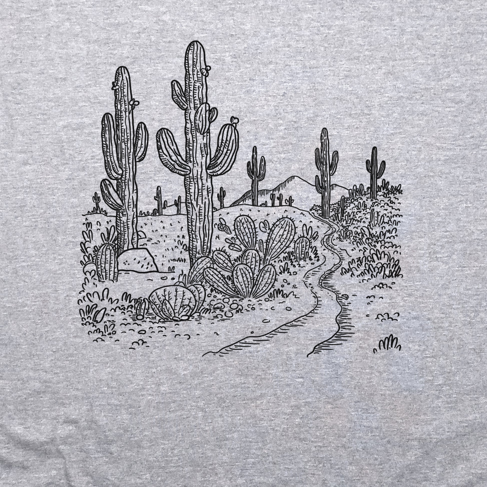 Saguaro Doodle Crewneck Sweatshirt Adventure and Outdoors Themed Sweatshirt