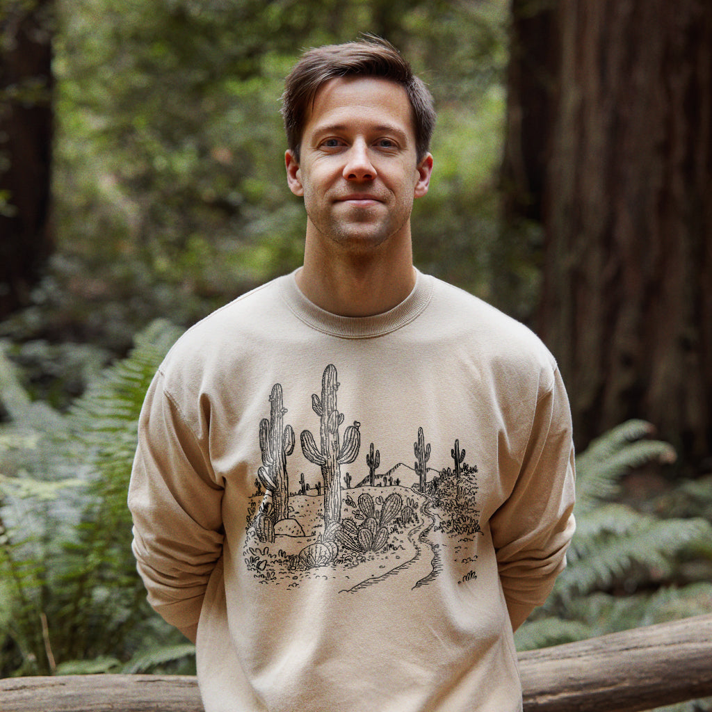 Saguaro Doodle Crewneck Sweatshirt Adventure and Outdoors Themed Sweatshirt