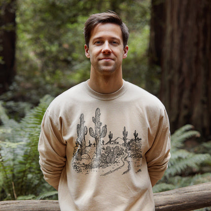 Saguaro Doodle Crewneck Sweatshirt Adventure and Outdoors Themed Sweatshirt