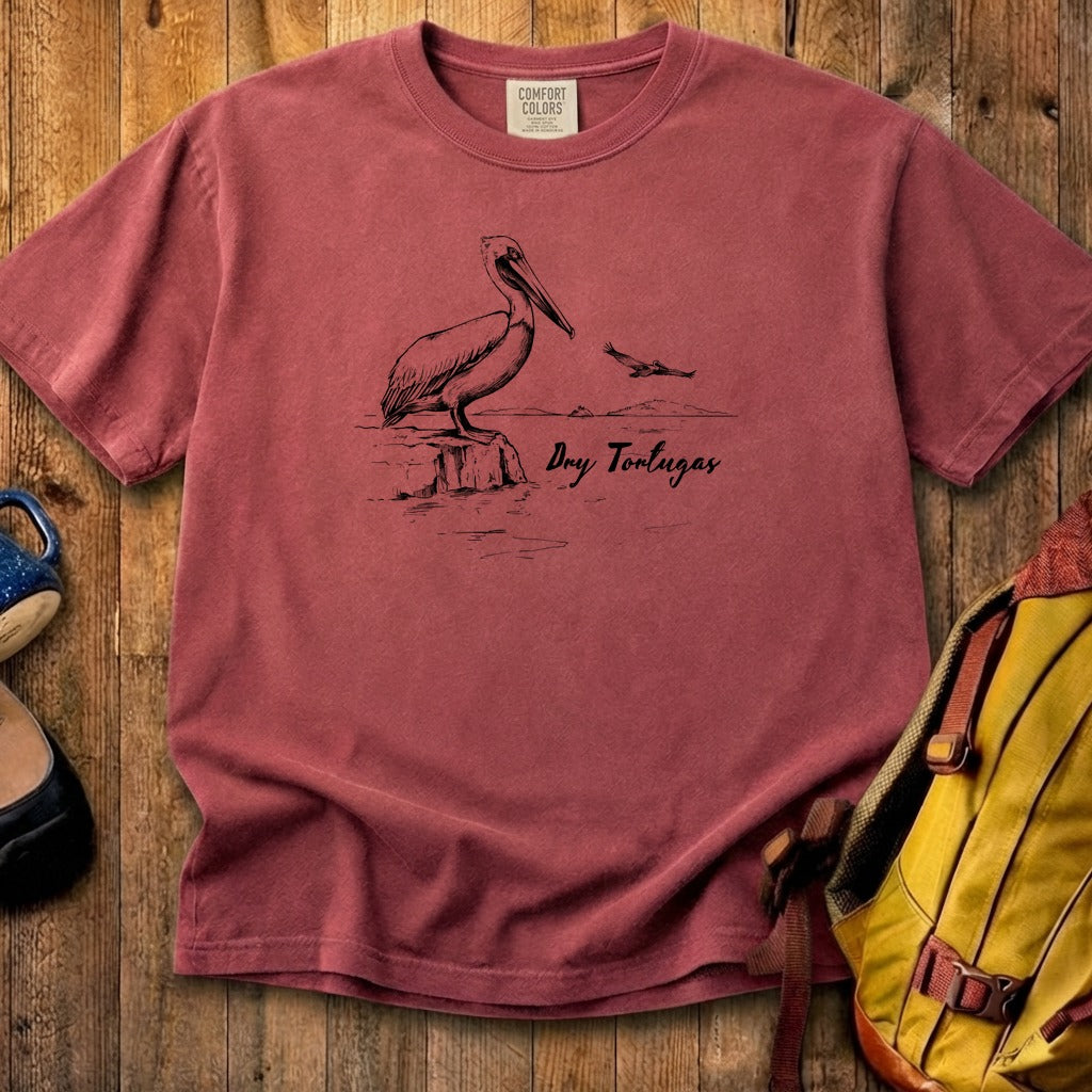 Dry Tortugas Line Drawing Cotton T-Shirt